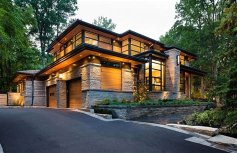 elegant wood stone and metal house|modern homes with stone accents.